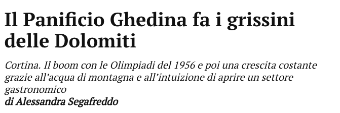 News Panifico Ghedina
