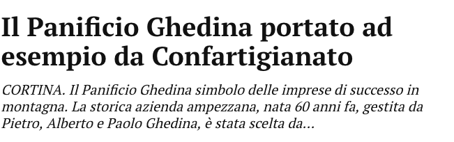 Panificio Ghedina News